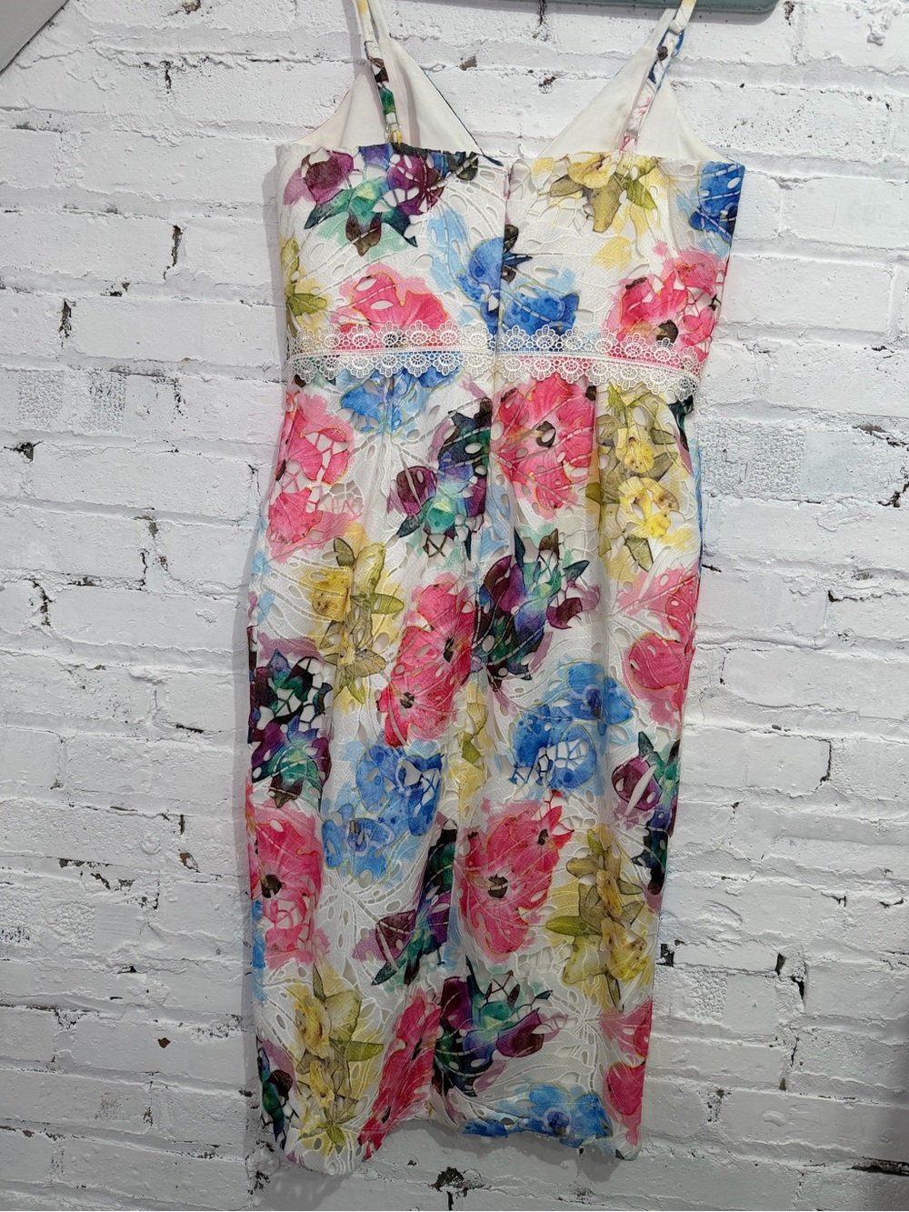 Dress the Population Floral Midi Dress Joelle Raspberry Lace Watercolor Size M - Picture 6 of 11